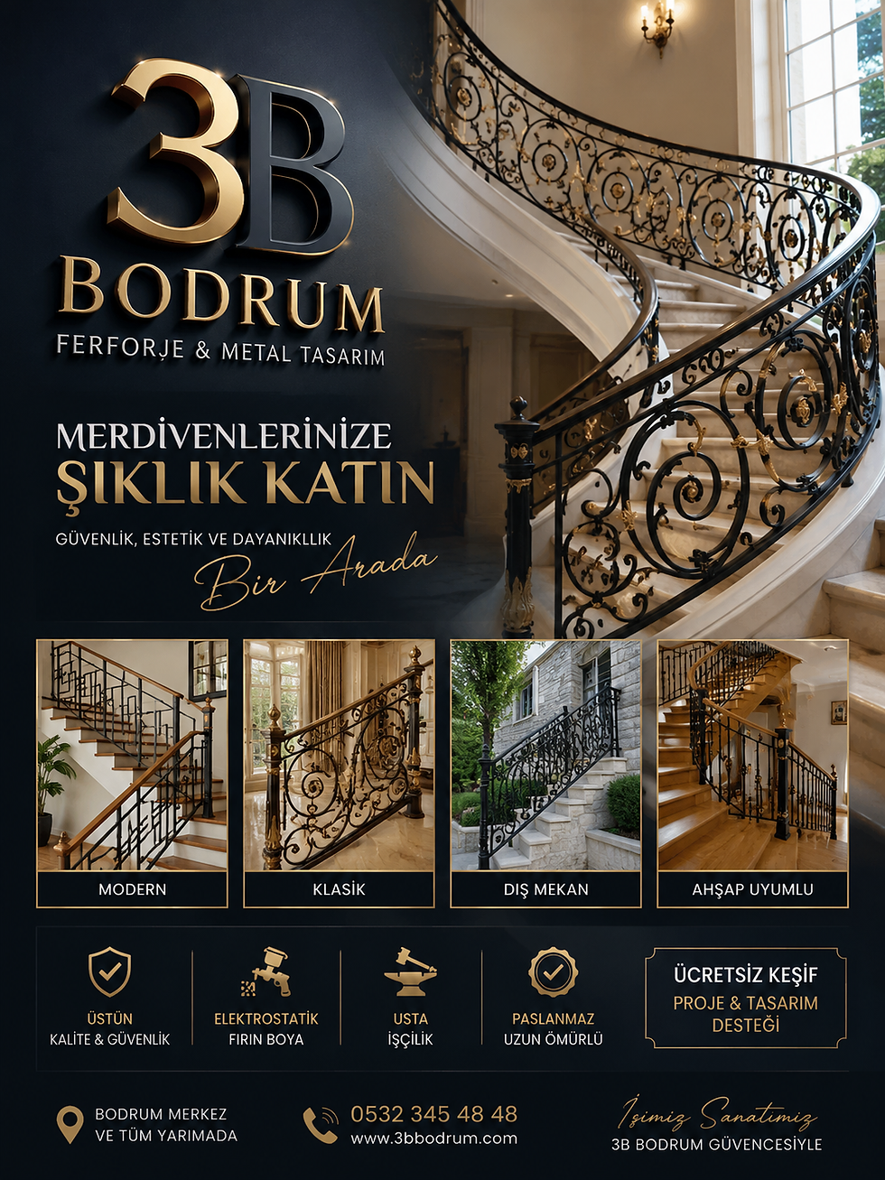3B Demir Ferforje Merdiven Modellerimiz