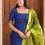 Thumbnail: Mangalagiri Salwar set - Bright blue 