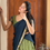 Thumbnail: Half saree - Leaf green & navy blue 
