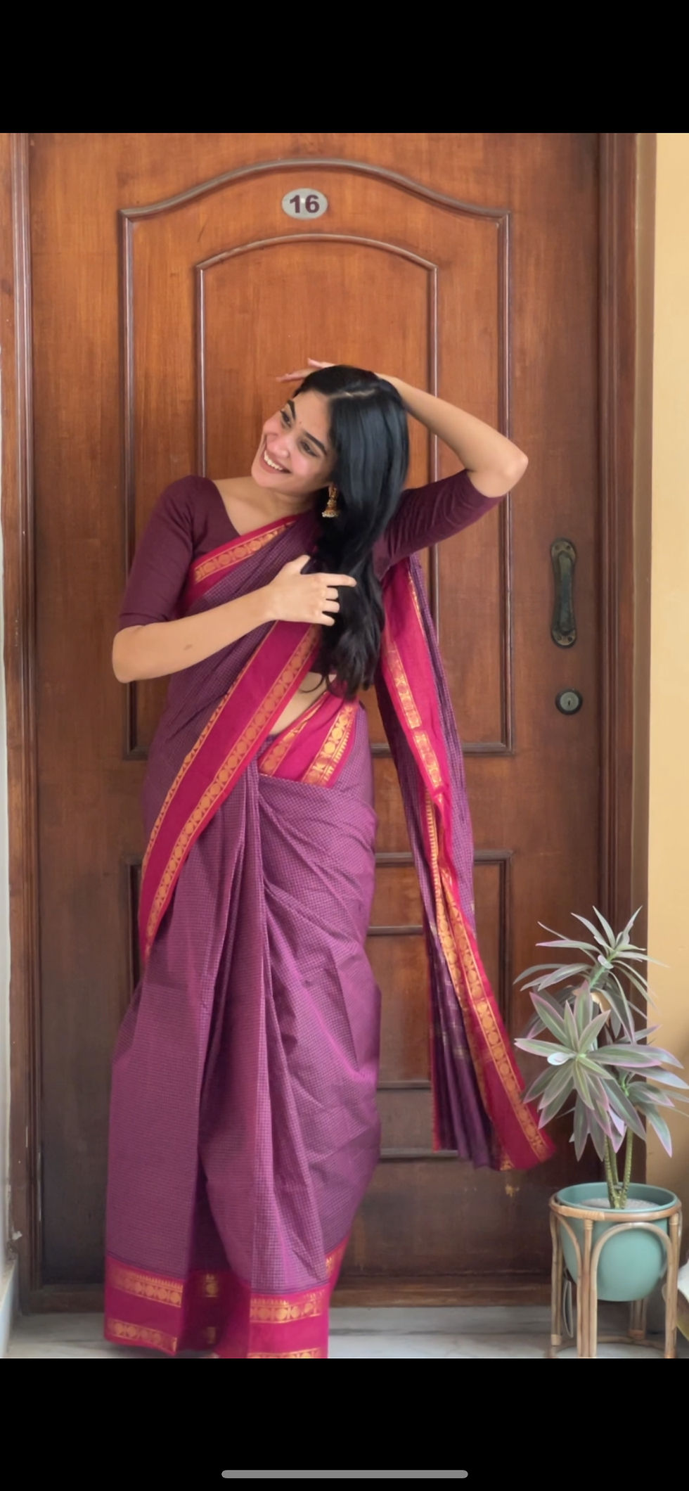 Thumbnail: Kanchi cotton saree - dark purple 