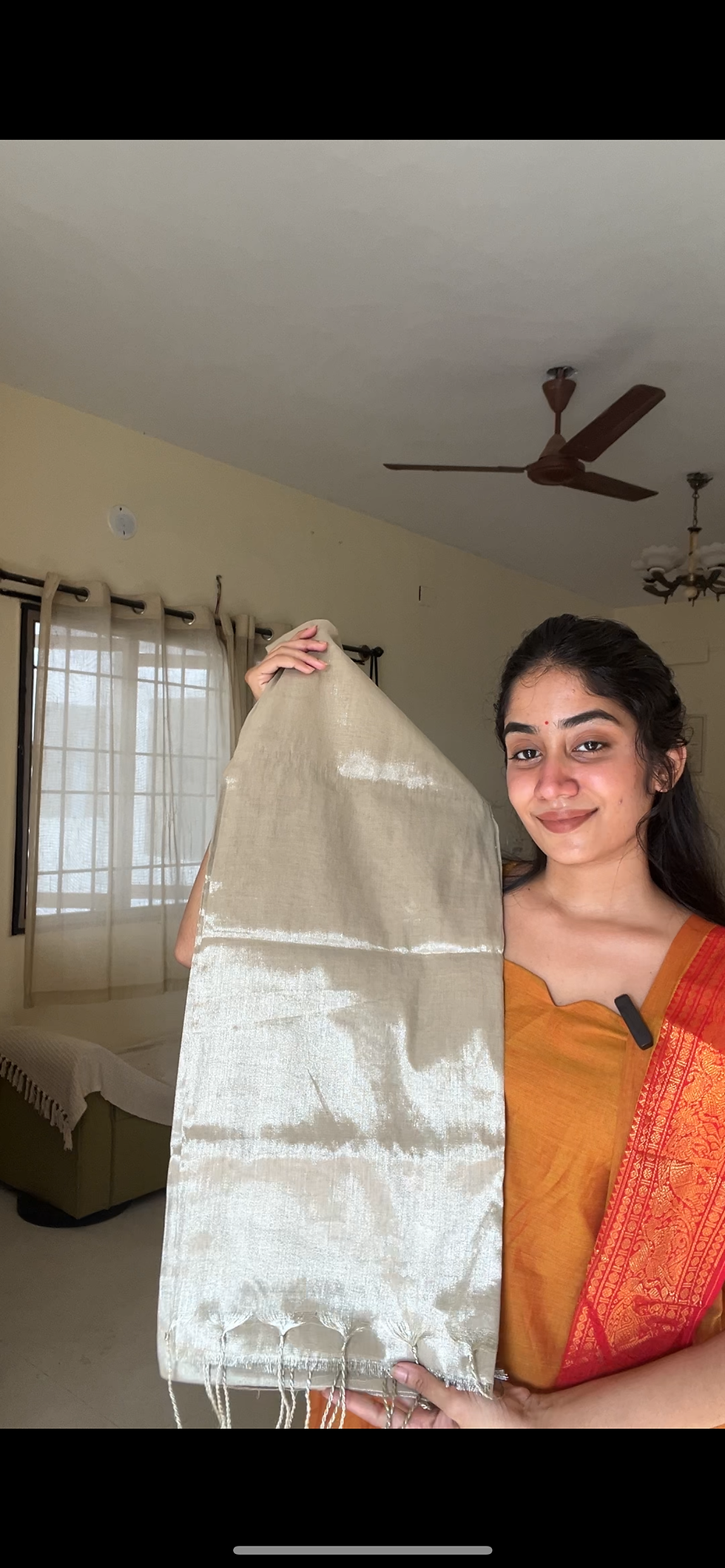 Thumbnail: Semi tissue silk cotton saree - offwhite silver 