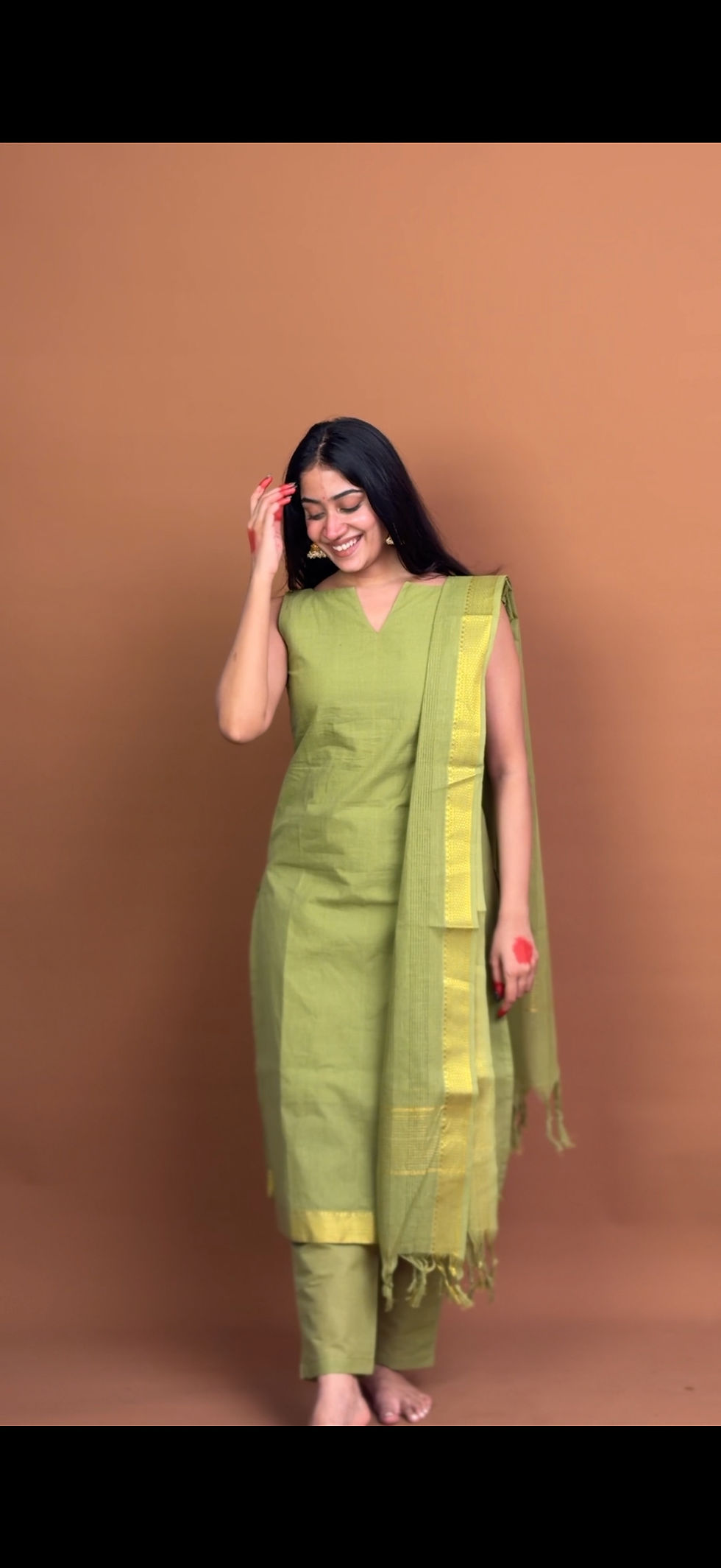 Thumbnail: Mangalagiri Salwar set - Soft light green     