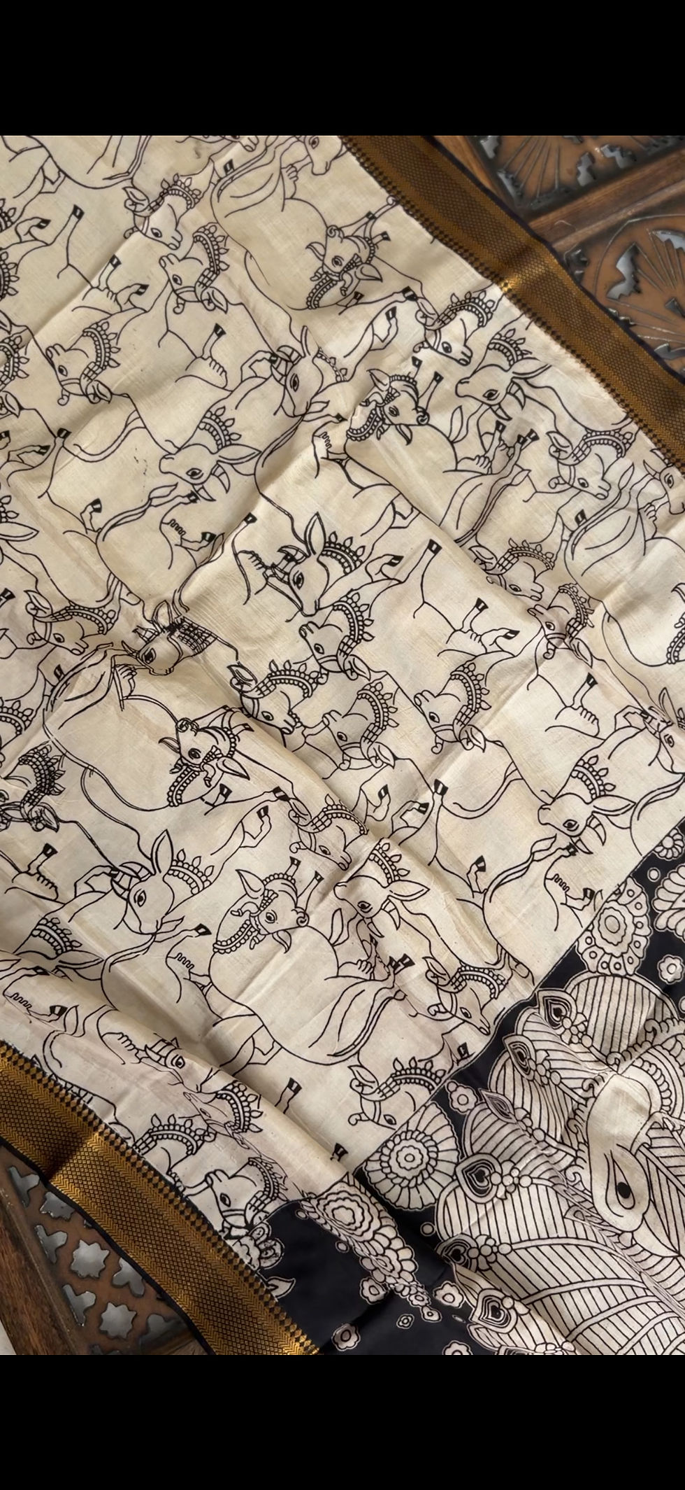 Thumbnail: Kalamkari Dupatta - Black 