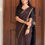 Thumbnail: Maheshwari cotton saree - Deep brown & black 
