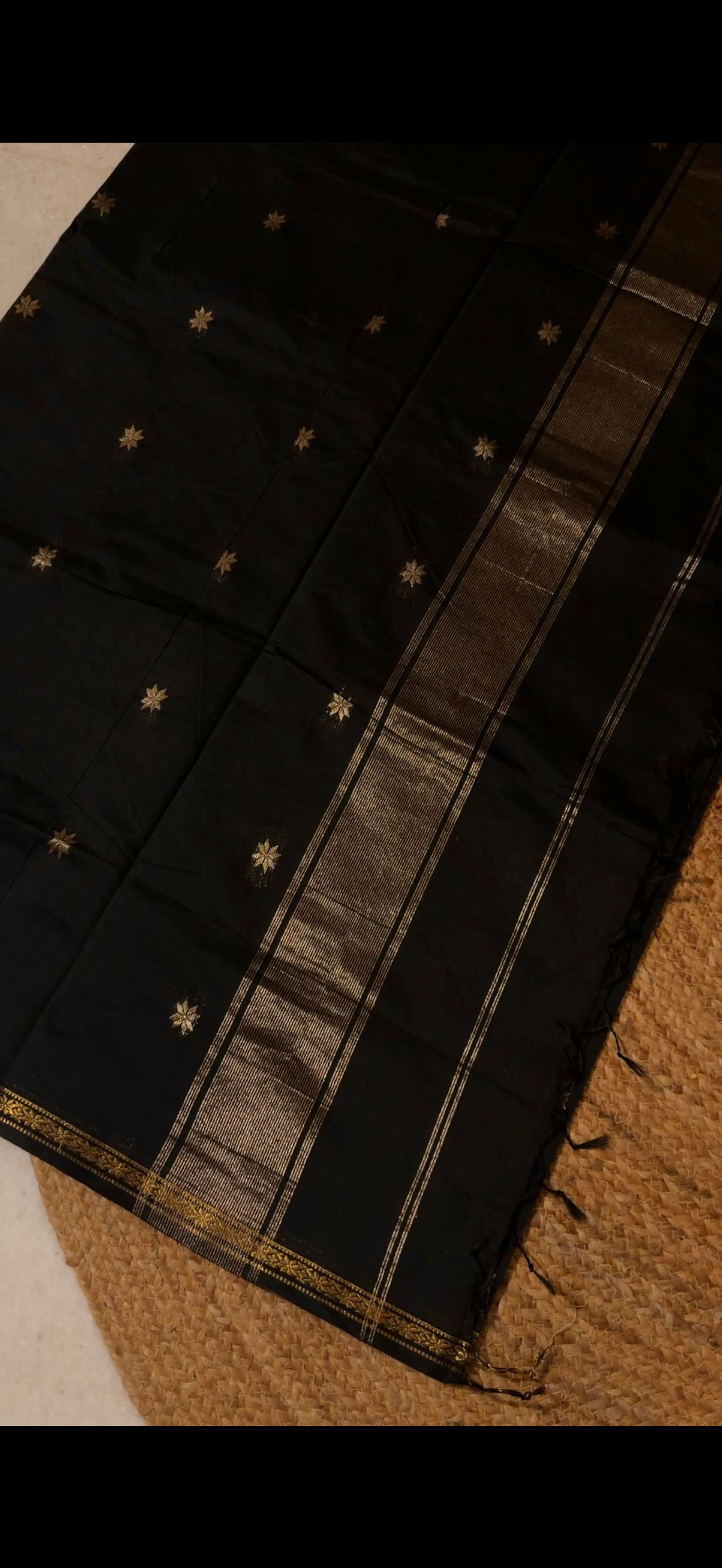 Maheshwari cotton saree - Full Black