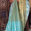 Thumbnail: Semi tissue silk cotton saree - aqua blue & greenish gold 