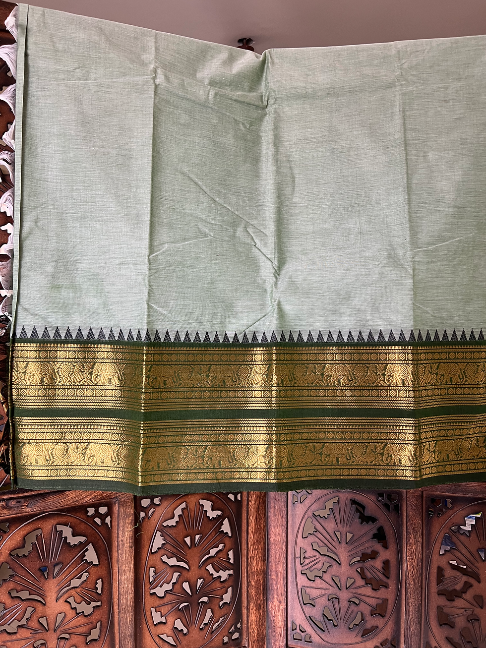 Thumbnail: Kanchi cotton saree - Pistah green