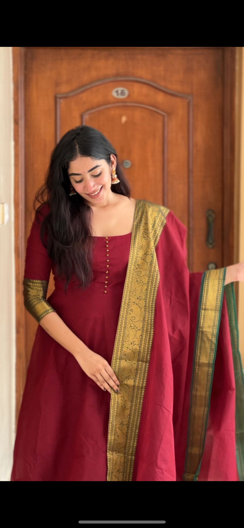Thumbnail: Kanchi cotton Anarkali - Red  