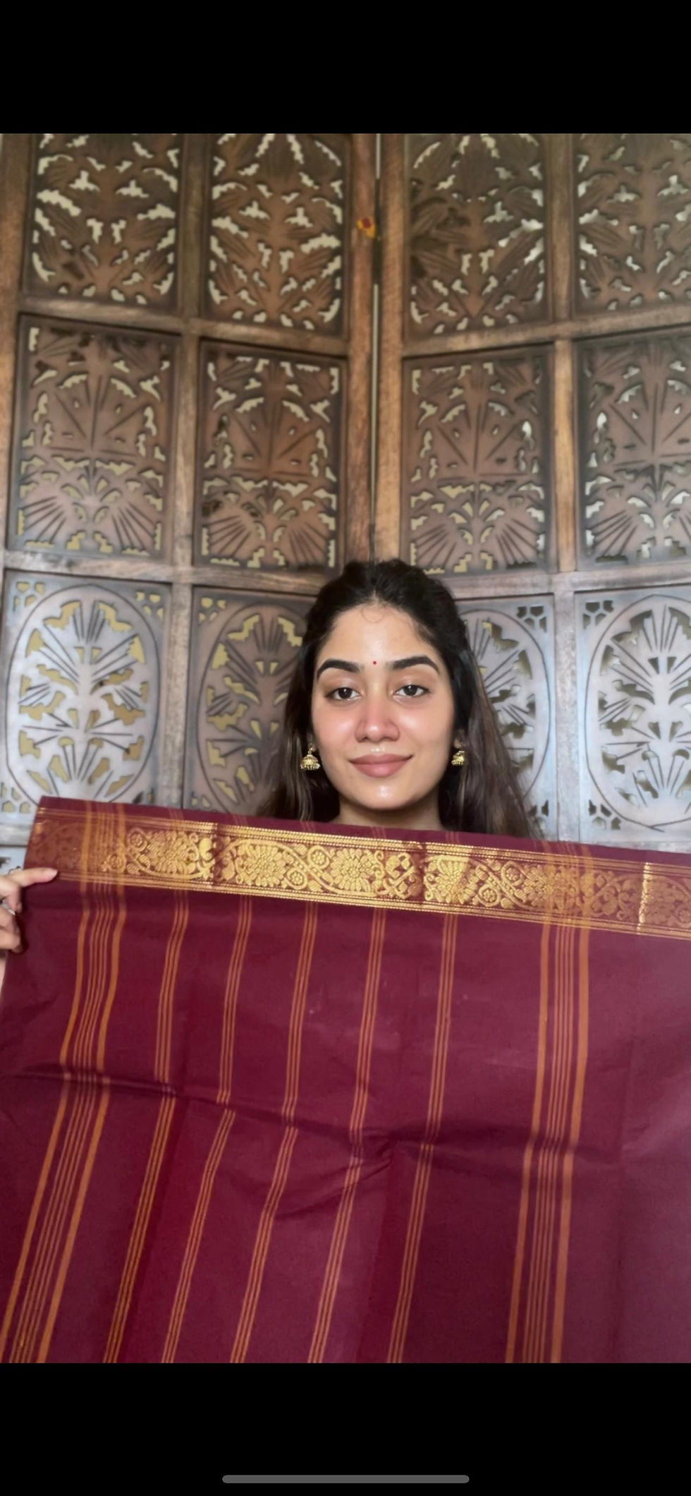 Thumbnail: Kanchi cotton saree - brown & maroon 