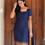 Thumbnail: Kanchi cotton kurti & dupatta - Navy blue & yellow 