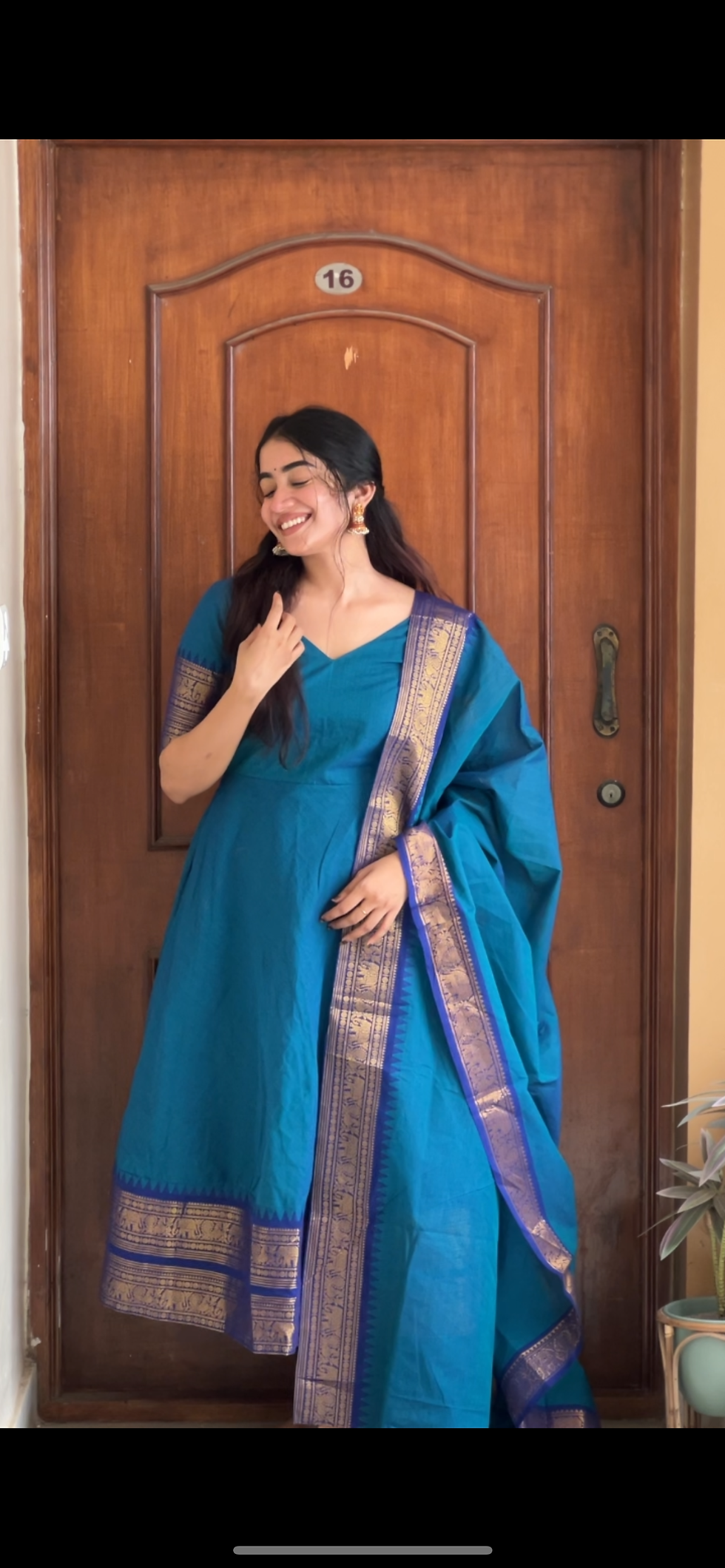 Thumbnail: Kanchi cotton Anarkali - Turquoise 