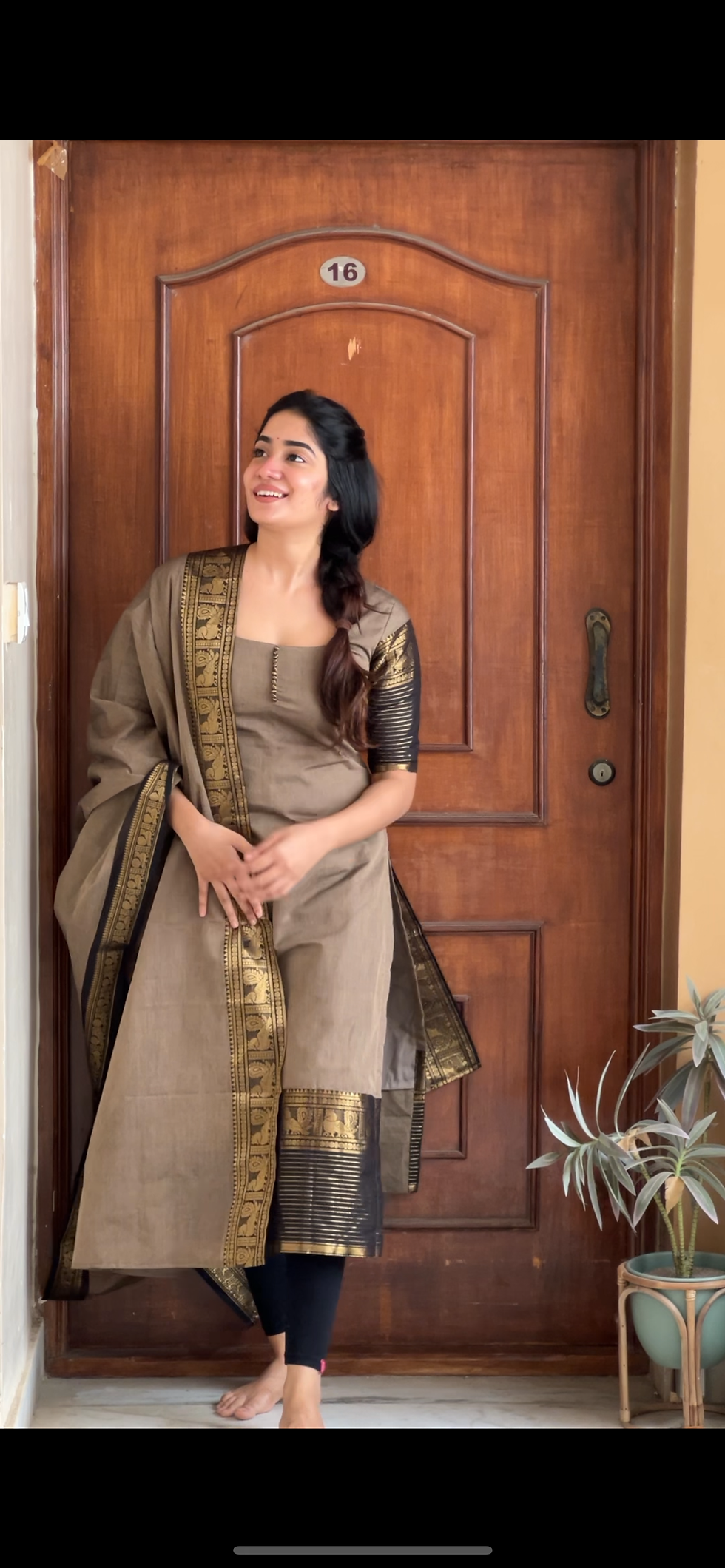 Thumbnail: Kanchi cotton kurti - Grey & black 