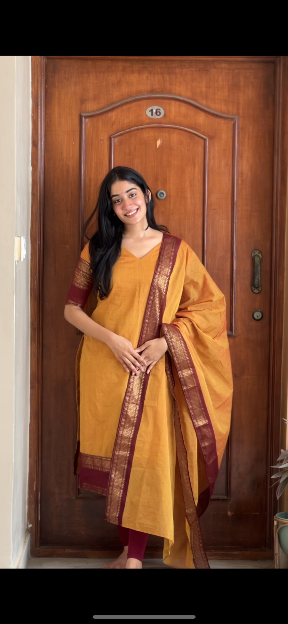 Thumbnail: Kanchi cotton kurti & dupatta - Deep yellow 