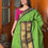 Thumbnail: Kanchi cotton saree - Leaf green & ink blue  