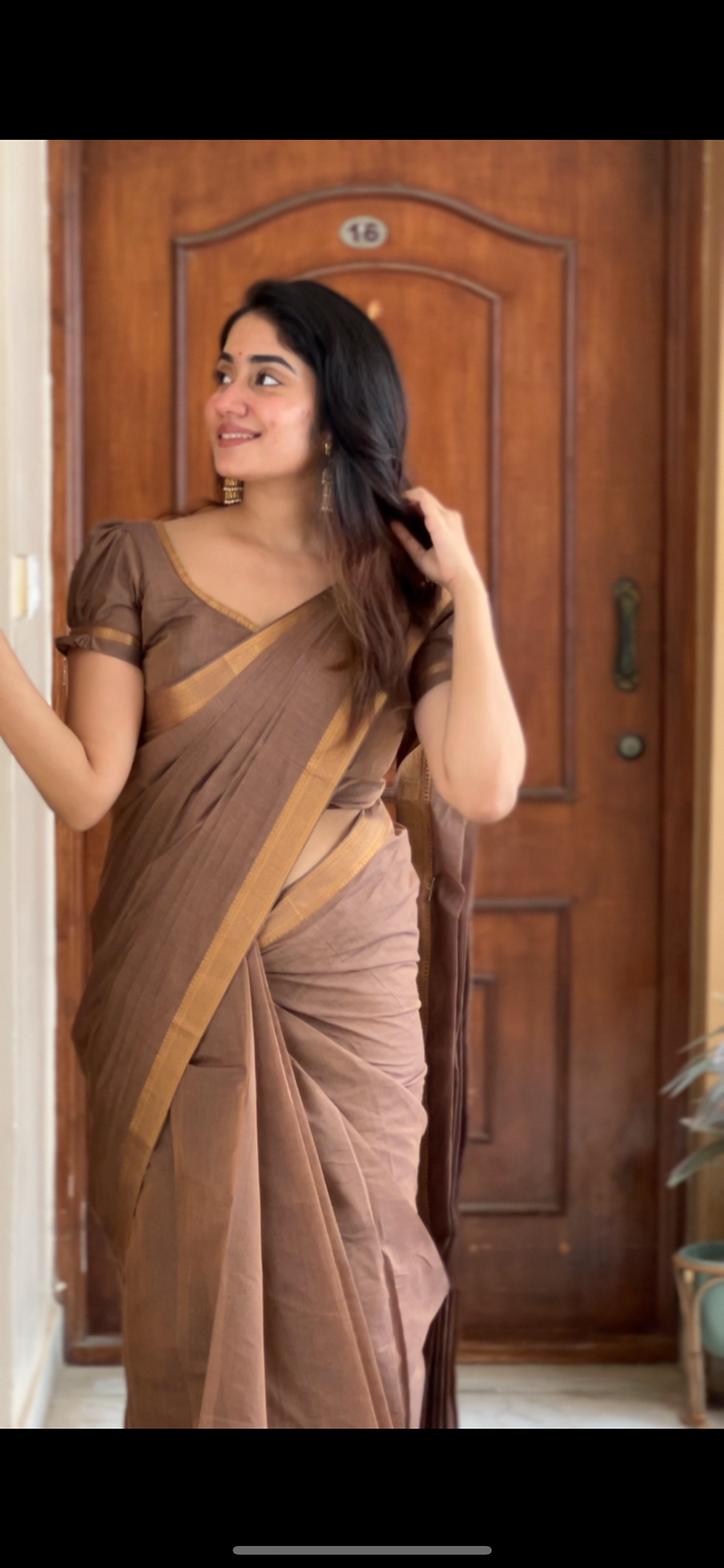 Thumbnail: Mangalagiri saree - Greyish brown  