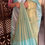 Thumbnail: Semi tissue silk cotton saree - aqua blue & greenish gold 