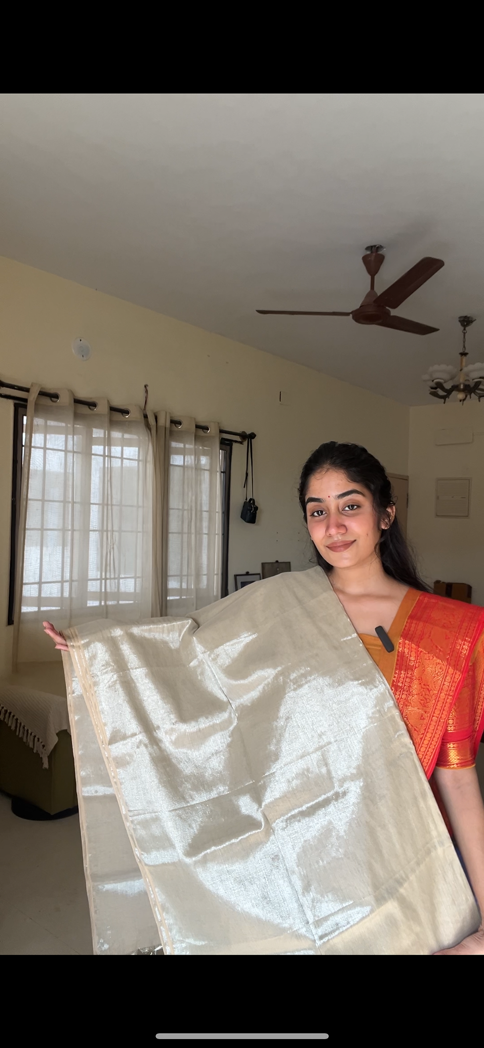Thumbnail: Semi tissue silk cotton saree - offwhite silver 