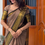 Thumbnail: Kanchi cotton saree - ivory grey kattam