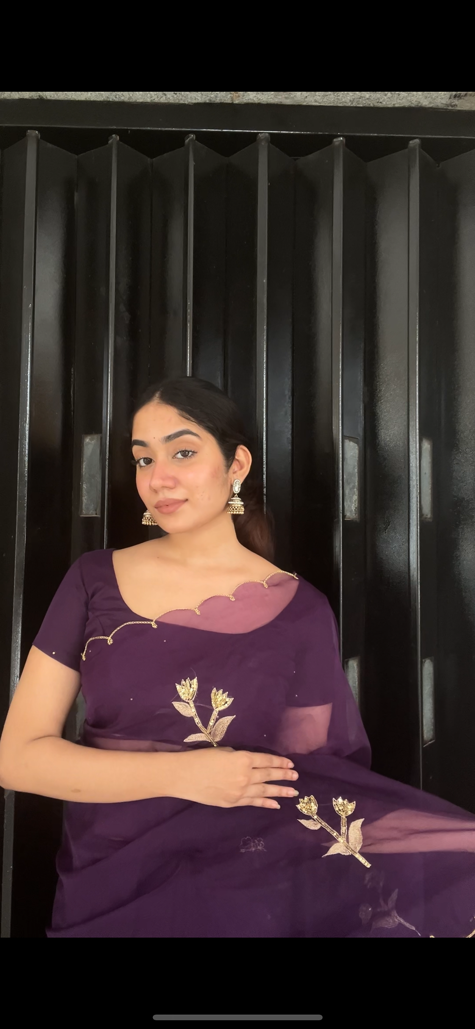 Thumbnail: Viscose organza saree -   Deep purple 