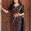 Thumbnail: Maheshwari cotton saree - Deep brown & black 
