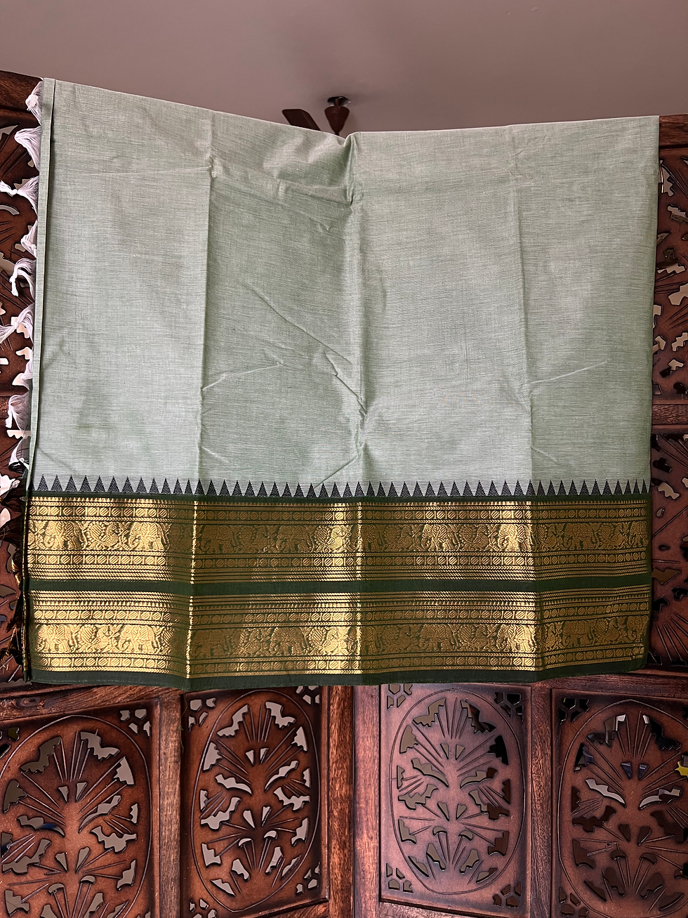 Thumbnail: Kanchi cotton saree - Pistah green