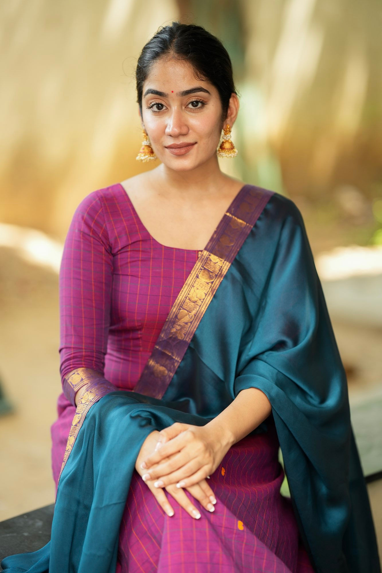 Kanchi cotton Anarkali - Purpke kattam