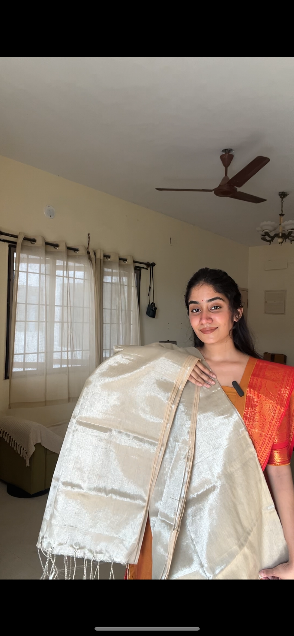 Thumbnail: Semi tissue silk cotton saree - offwhite silver 