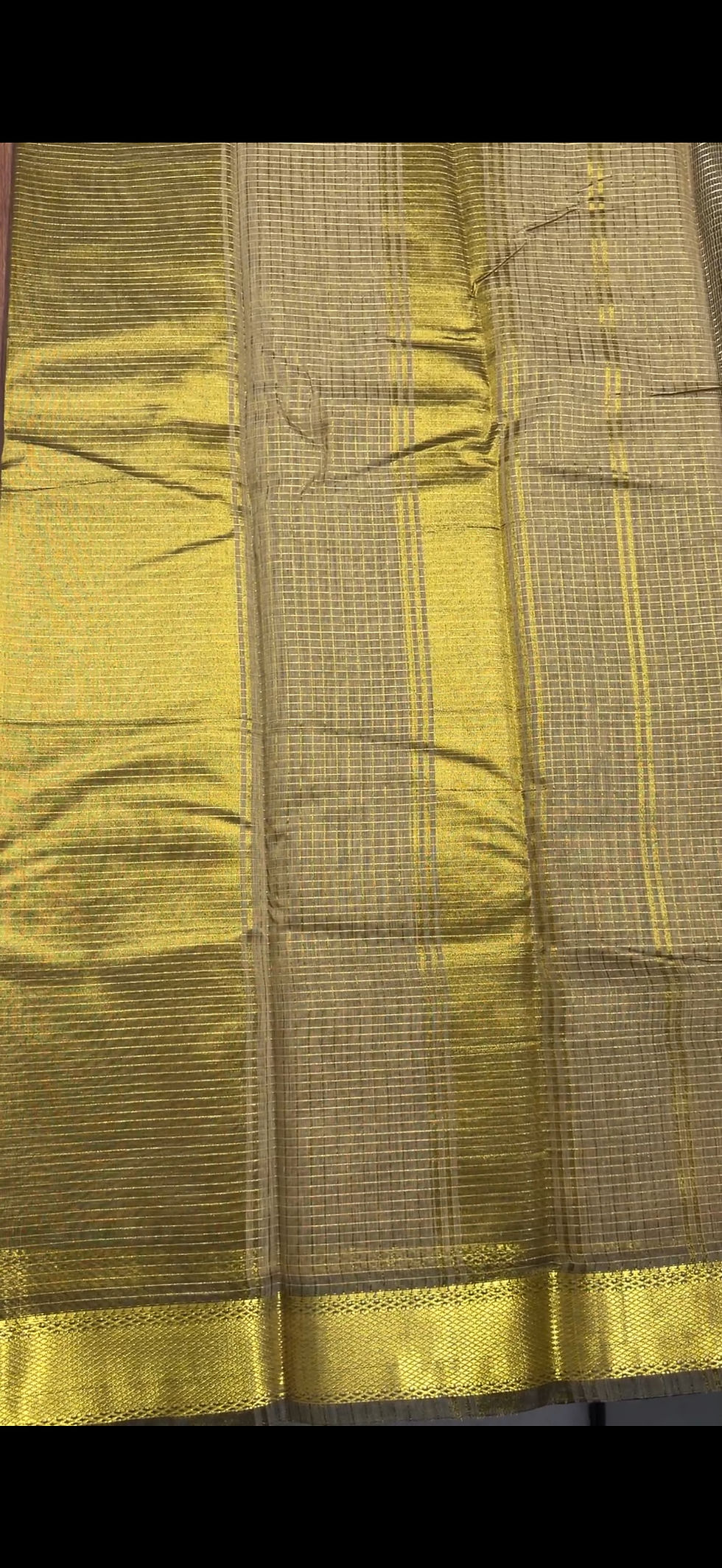 Thumbnail: Maheshwari semi silk cotton kattam - Ivory 