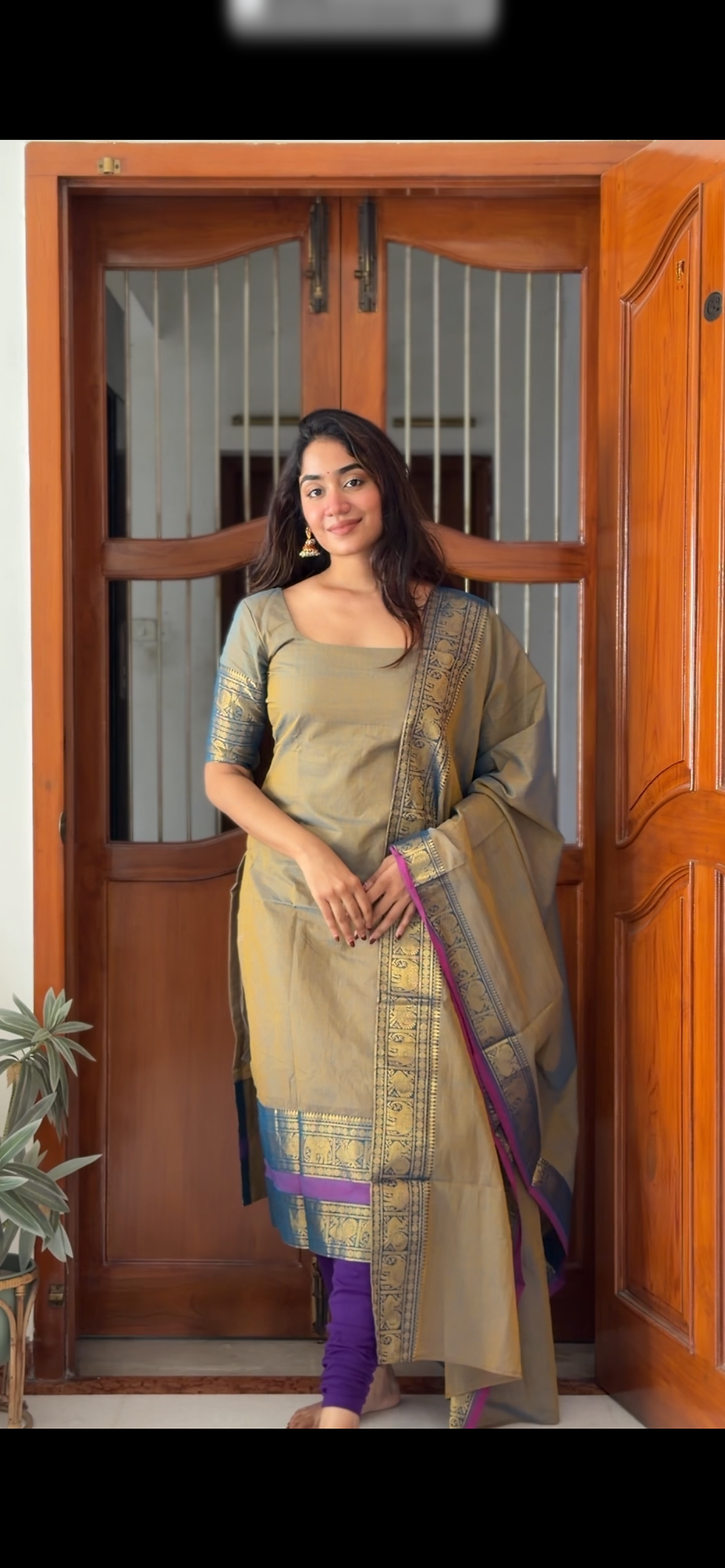 Thumbnail: Kanchi cotton kurti - Grey dual tone  