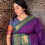 Thumbnail:  Kanchi cotton saree - purple & emerald green 