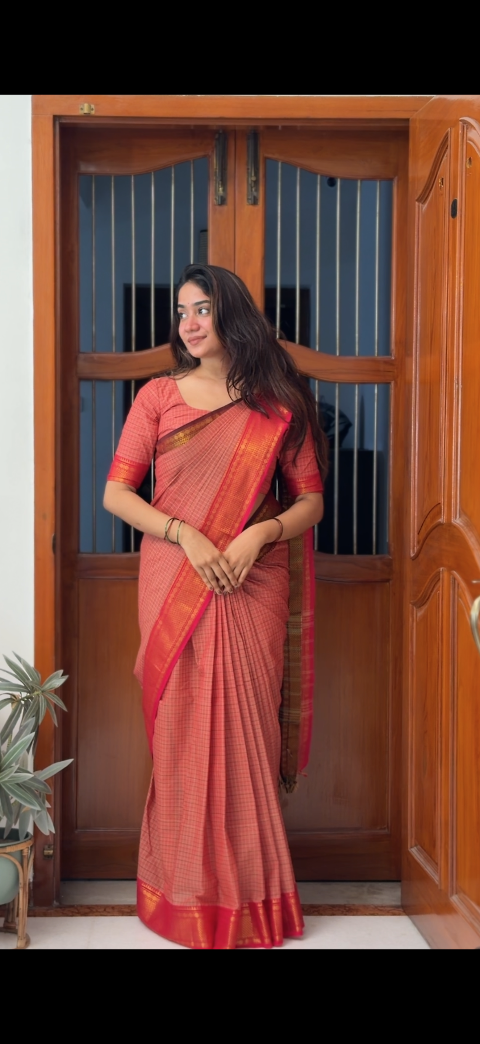 Thumbnail: Kanchi cotton saree - powder pink Ganga Jamuna 