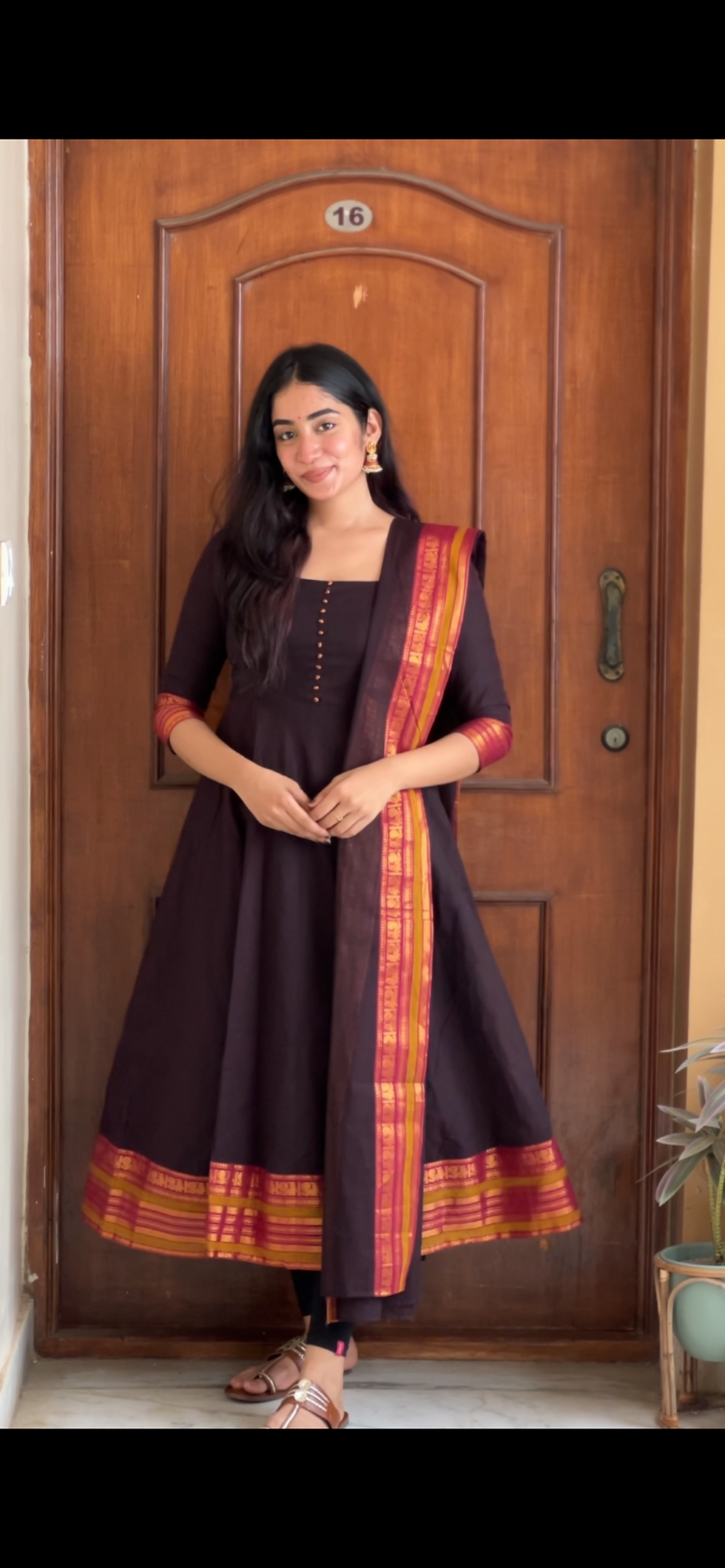 Thumbnail:  Kanchi cotton Anarkali - Black 