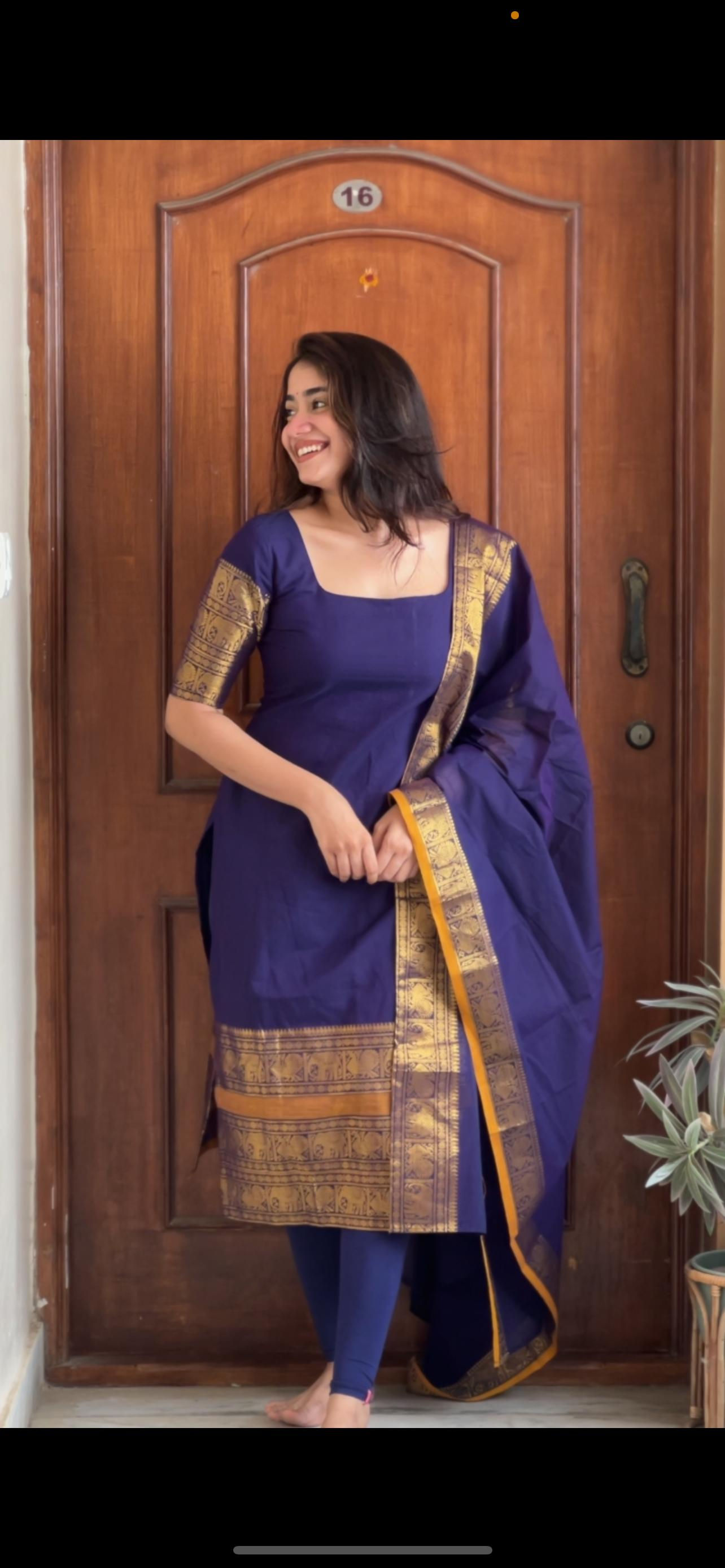Kanchi cotton kurti - Indigo blue 