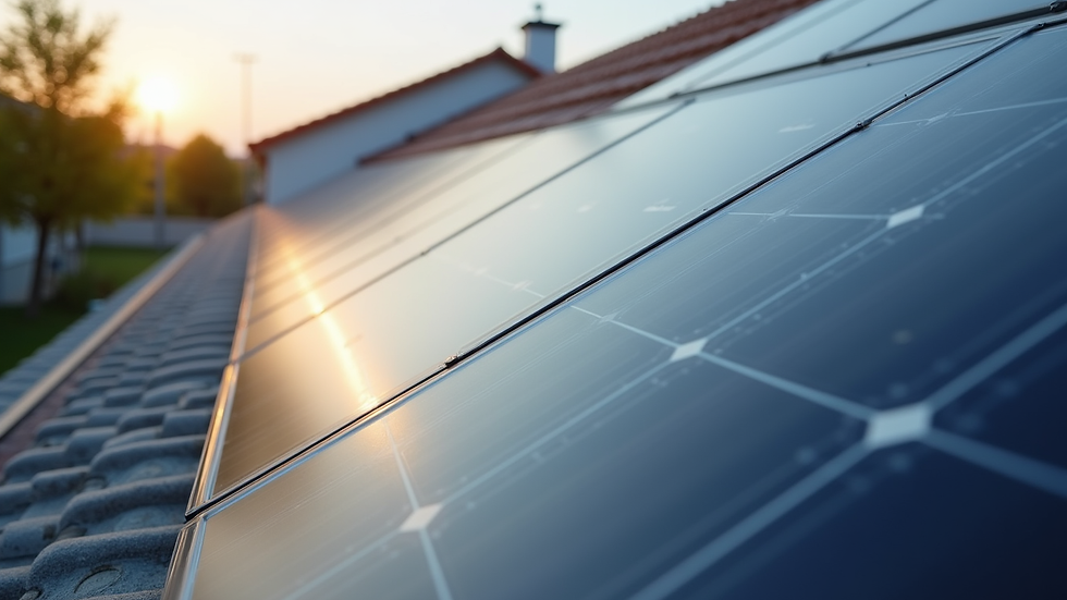 Close-up of solar panels installed on a residential roof
