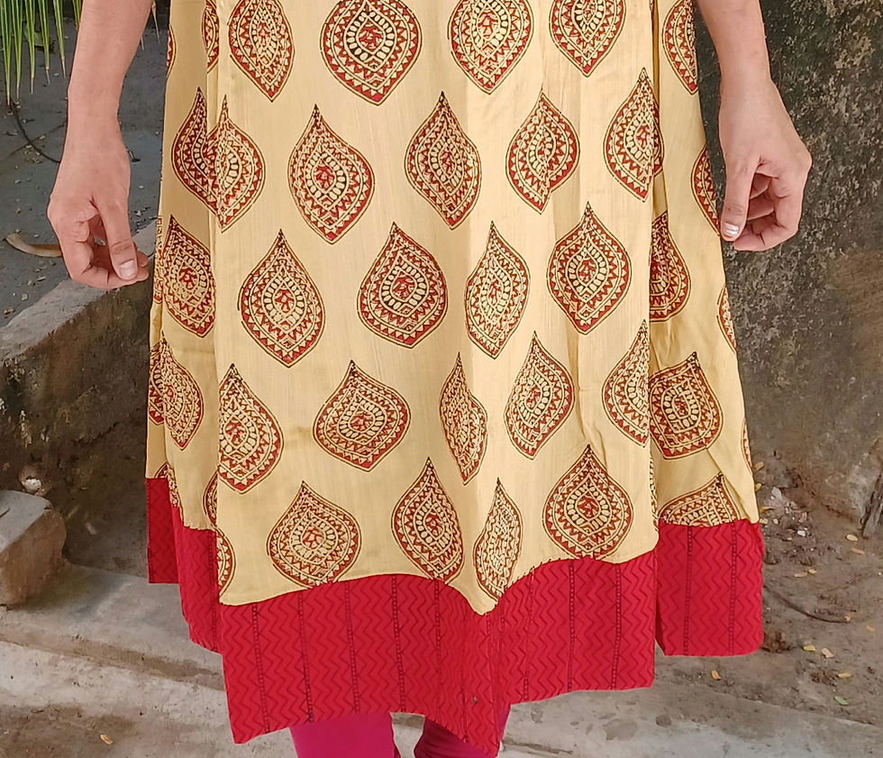 Thumbnail: Madhubani prints on beige anarkali