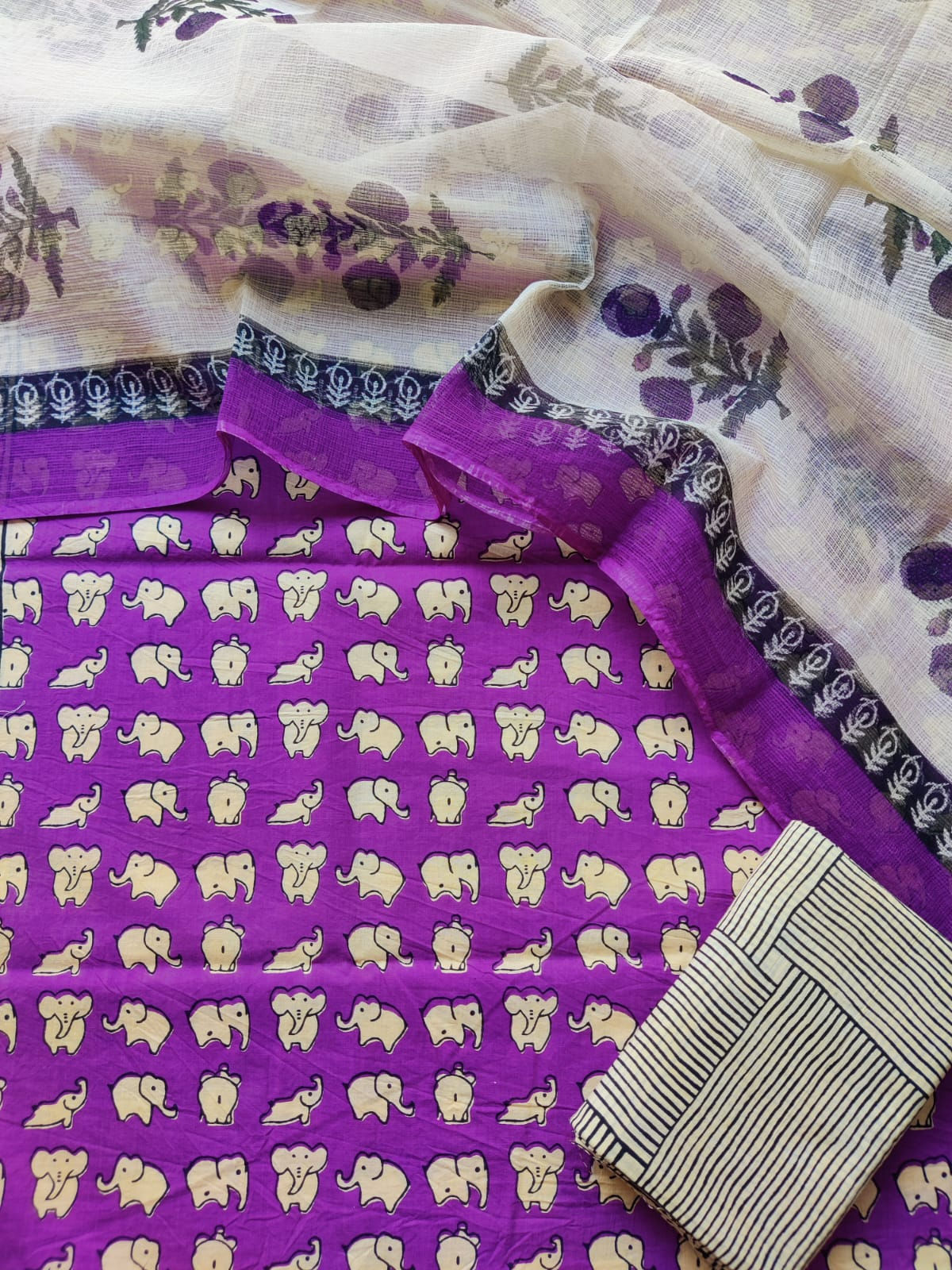 Haathi  Cotton salwar kameez with kota cotton dupatta 