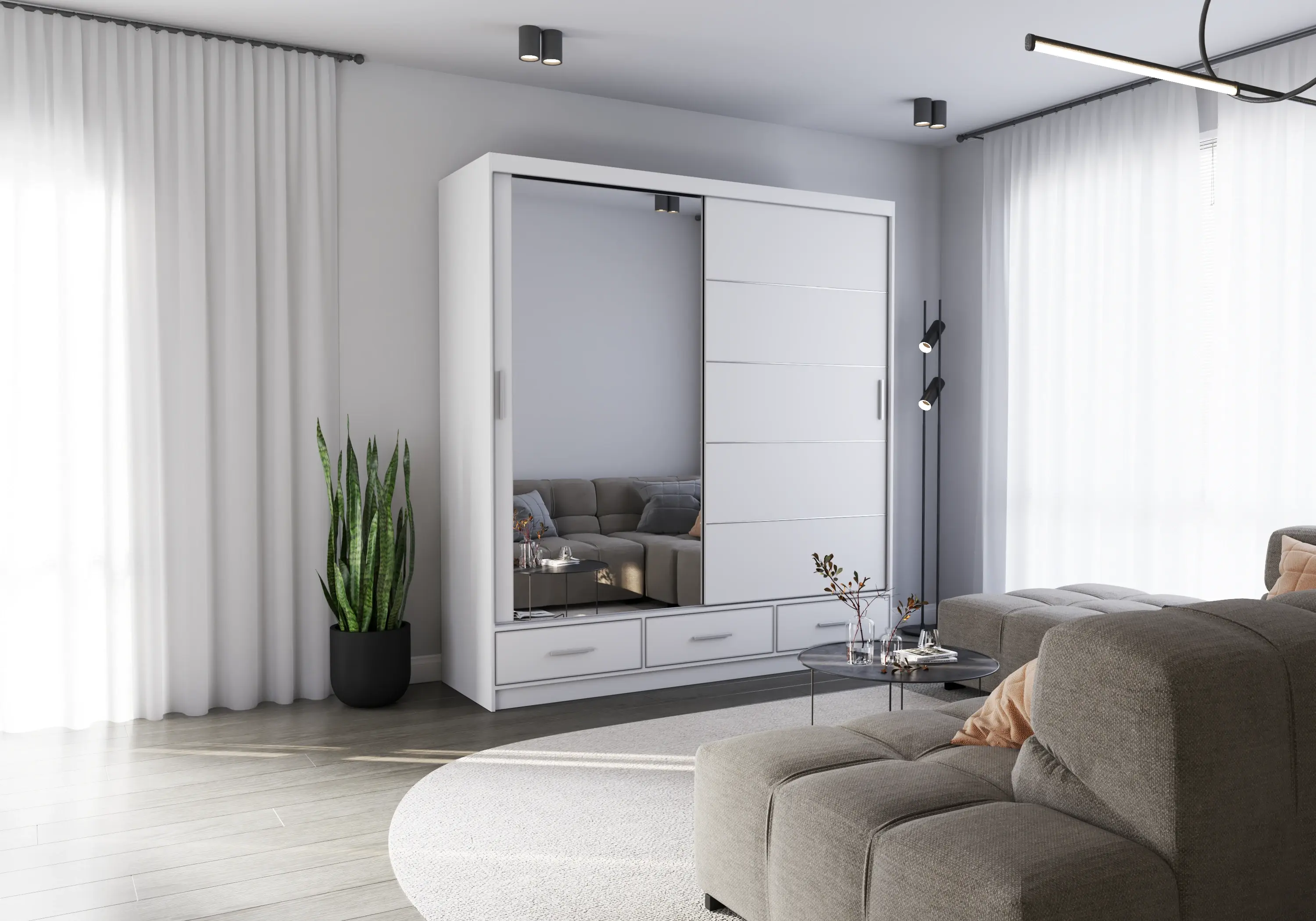 Florence 203 cm z lustrem i szufladami