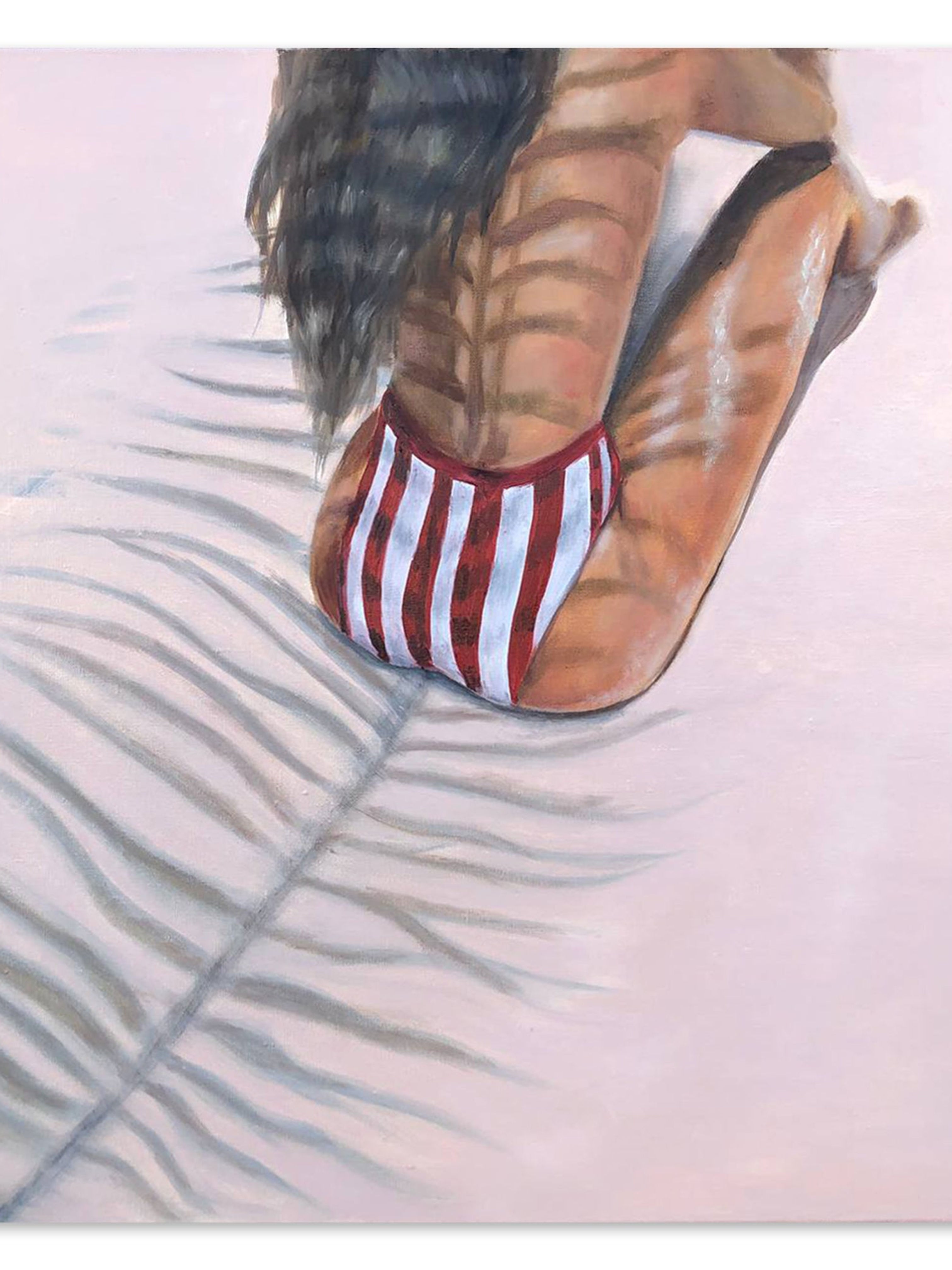 Feel safe | Girl on the Beach Modern Wall Decor Nude Girl on the Sand Pastel