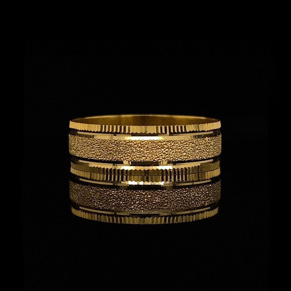 Bead Blasted Finish Textured Edge Wedding Band in Yellow Gold