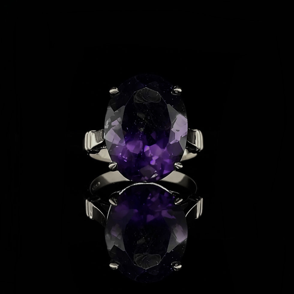 Oval Cut Amethyst Solitaire Engagement Ring in White Gold