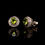 Thumbnail: Round Cut Peridot and Cubic Zirconia Double Halo Stud Earrings in Rose Gold