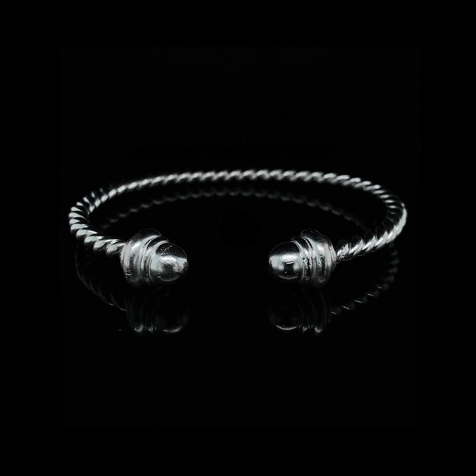 Twisted Rope Open Cuff Men's Bracelet in White Gold