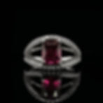 Thumbnail: Radiant Cut Red Garnet and Cubic Zirconia Split Shank Engagement Ring in White Gold