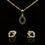 Thumbnail: Round Cut Cubic Zirconia Openwork Pendant and Stud Earrings Set in Yellow Gold