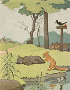 Dix-huitième aventure - De l’arrivée de seigneur Brun à Maupertuis, et comment il ne trouva pas doux le miel que Renart lui fit goûter