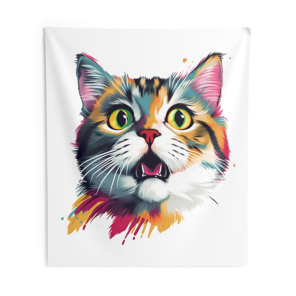 Thumbnail: Indoor Wall Tapestries " Painted by surprise Kitty " Cat Indoor Wall Tapestry 