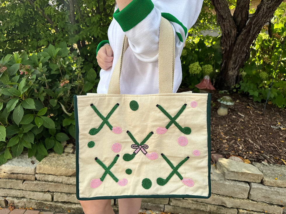 Hand Beaded Golf Canvas Shopping Bag