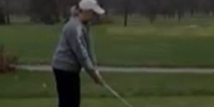 Pam hitting her new driver