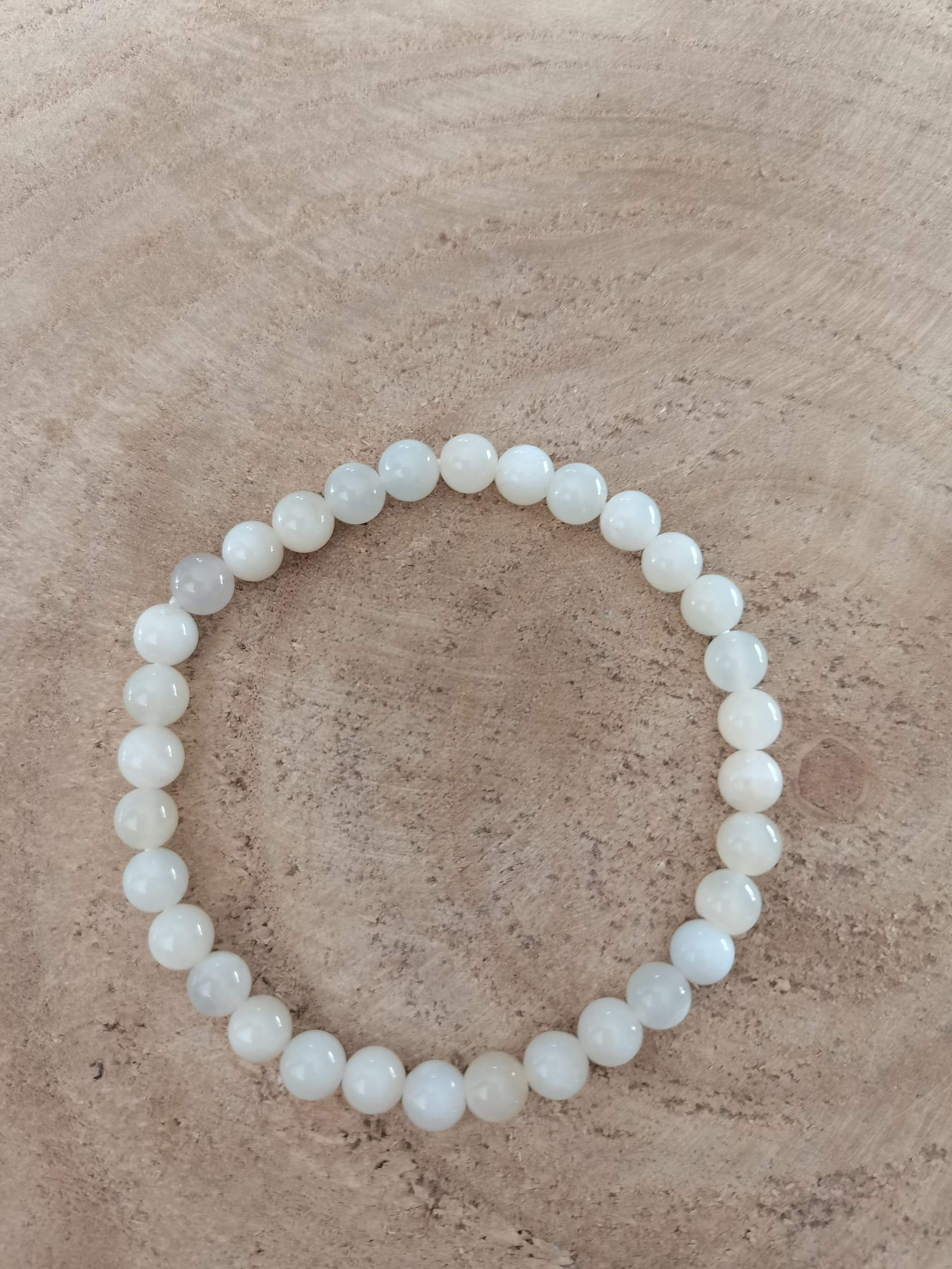 Bracelet pierre de lune blanche 6mm