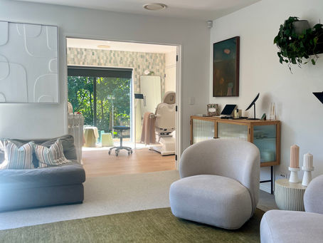 Stylish consultation and treatment room at Polish + White, a boutique teeth whitening practice at 69H Almorah Road, Epsom, Auckland.